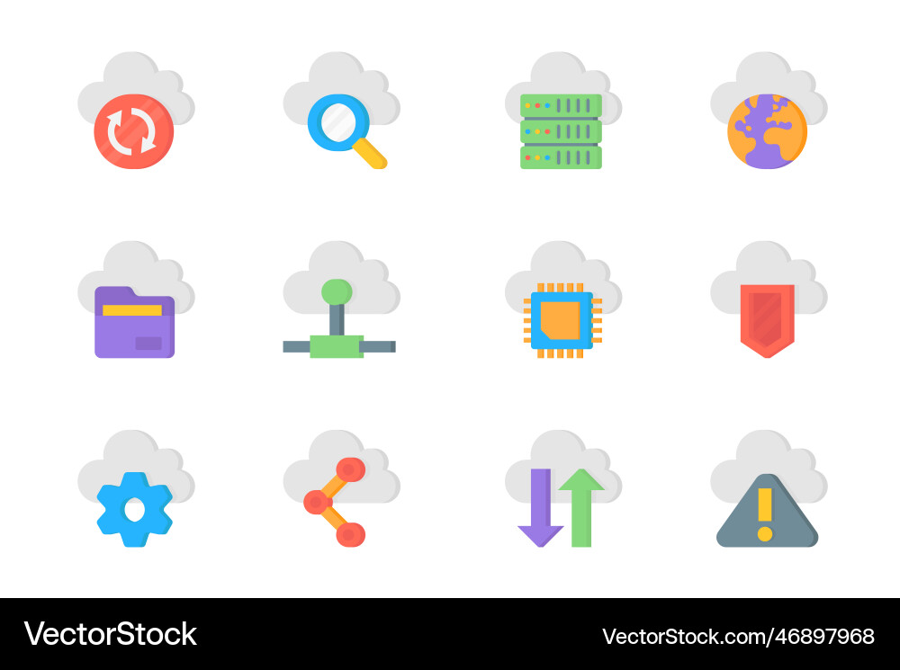 Computer cloud 3d icons set elements Computer cloud 3d icons set elements Vector Image