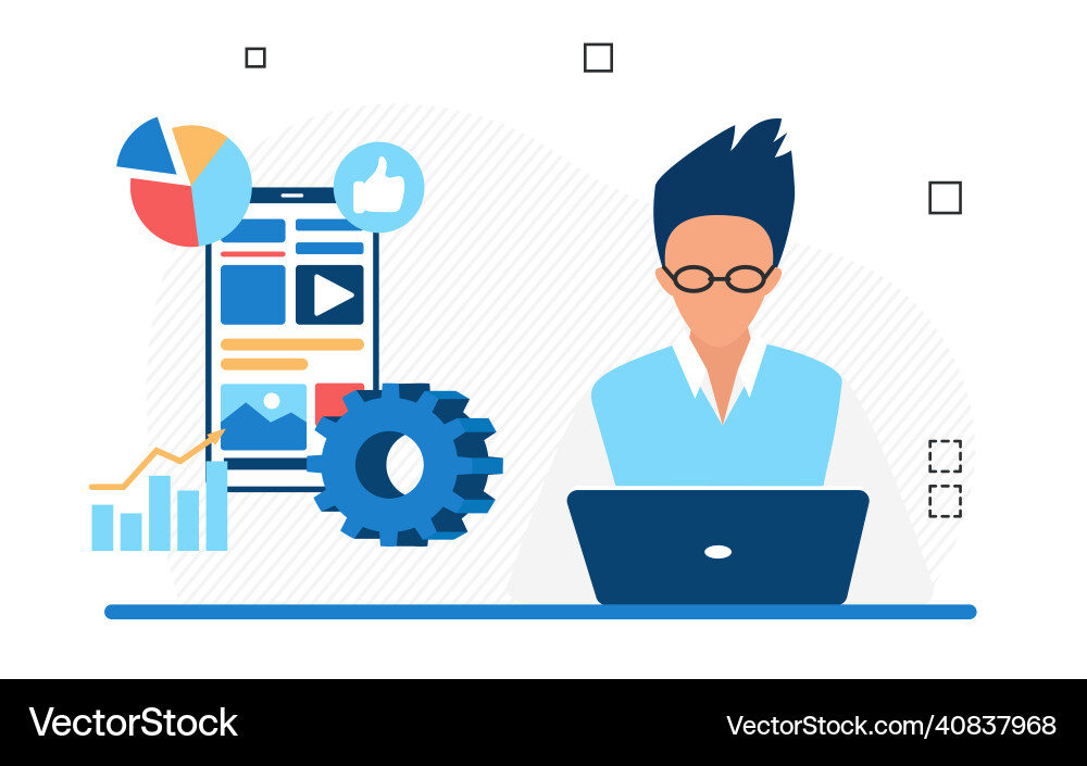 Datenanalyse-Entwickler mit statistischem Datenanalyse-Entwickler mit statistischem vektorbild