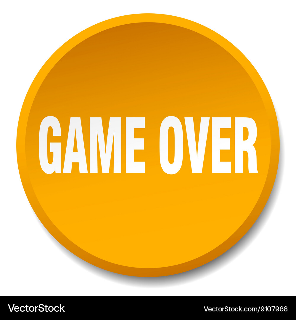 Game over orange round flat isolated push button Vector Image