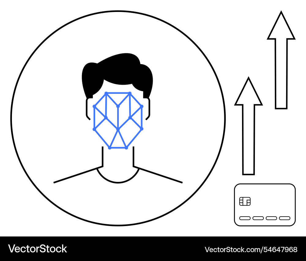 Man with facial recognition pattern arrows Man with facial recognition pattern arrows vector image