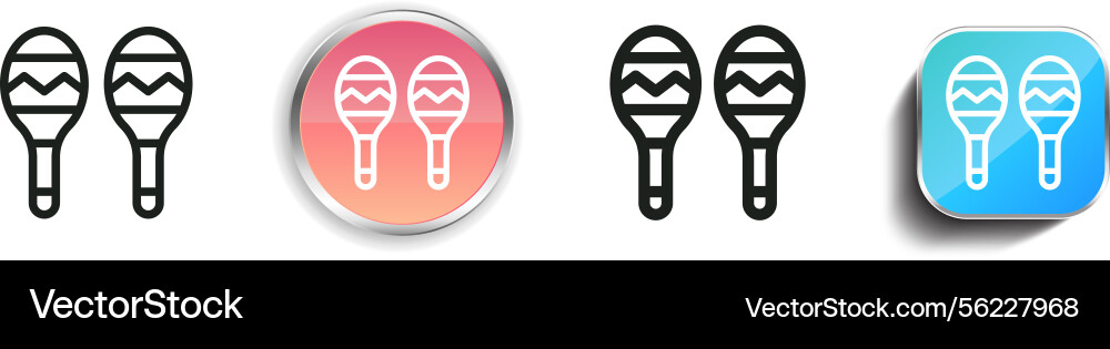 Maracas icon thin linear regular and button style Maracas icon thin linear regular and button style Vector Image