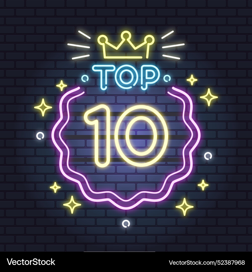 Neon top 10 template Royalty Free Vector Image Neon top 10 template Royalty Free Vector Image