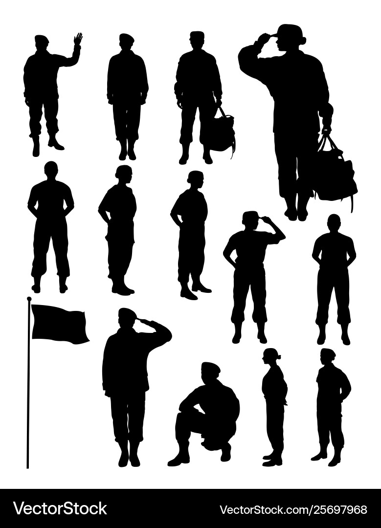 Silhouette female soldier Silhouette female soldier vector image