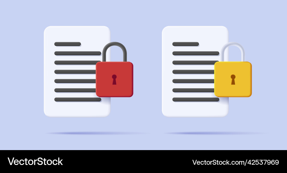 3d icon of file with padlock 3d icon of file with padlock vector image