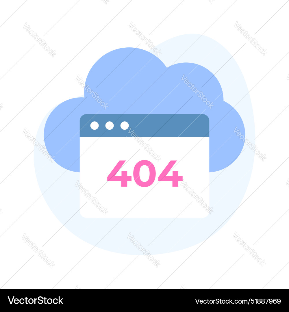 404 error with cloud showing concept isometric Vector Image