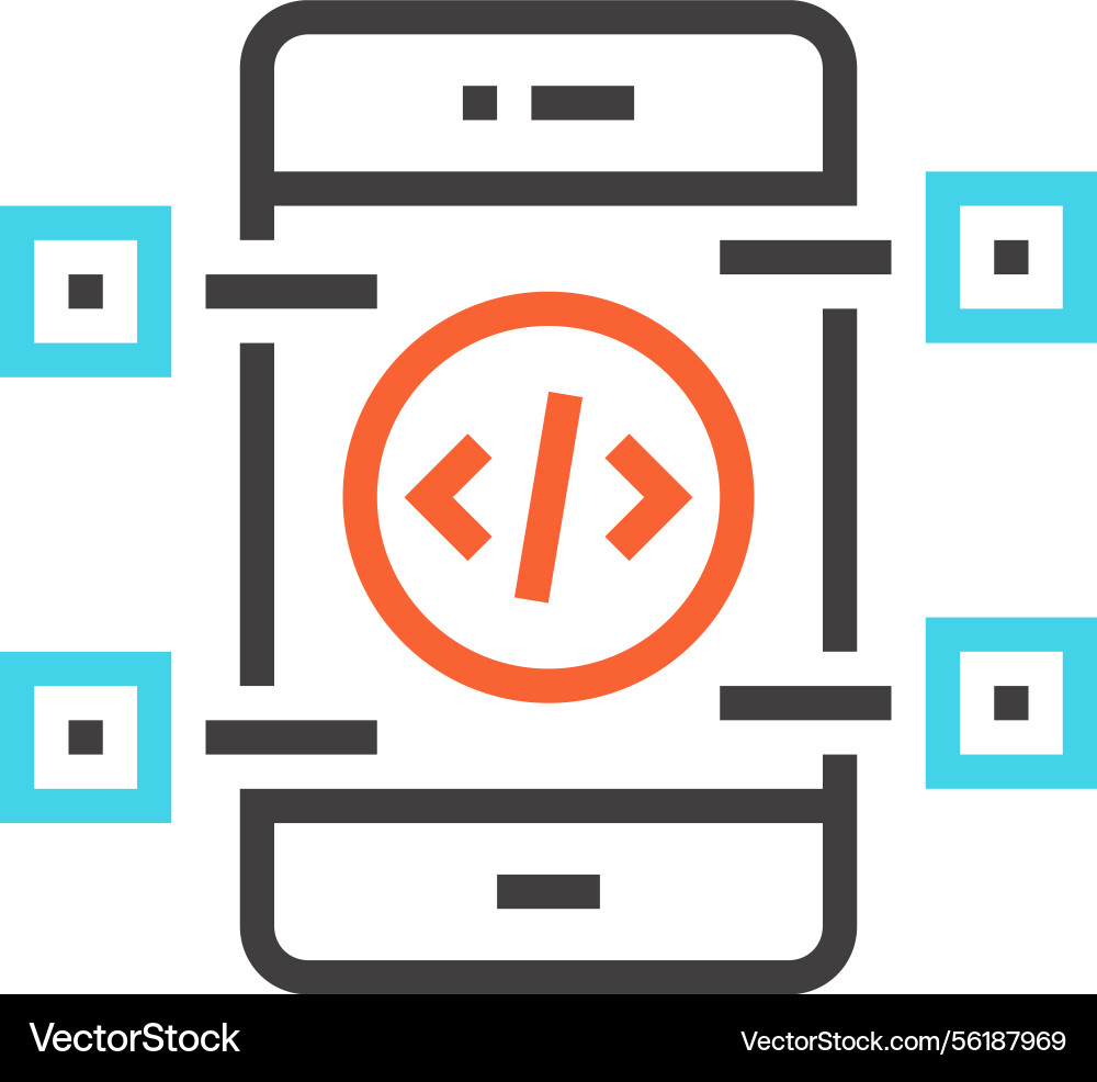 Api interface flat line web icon concept Api interface flat line web icon concept vector image