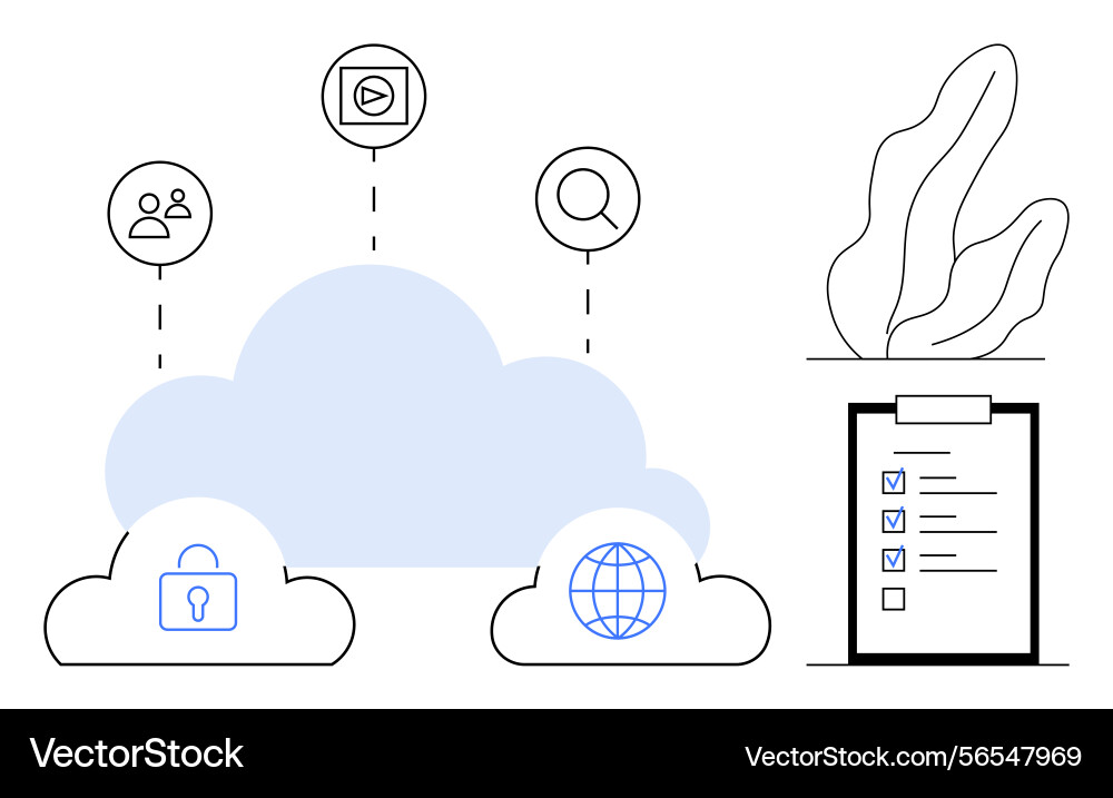 Cloud storage with secure access global Cloud storage with secure access global vector image