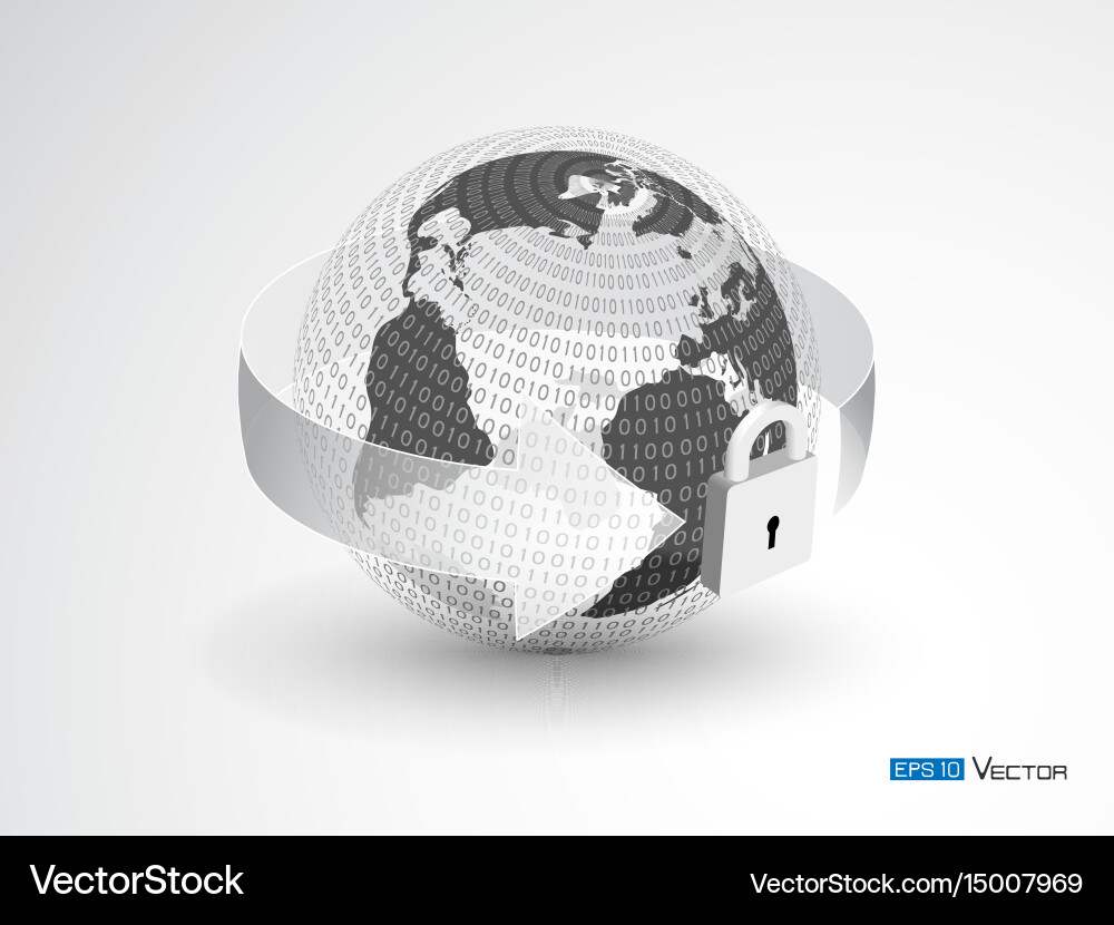 Earth lock and binary code vector image