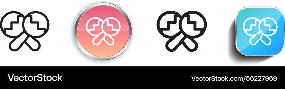 Maracas icon thin linear regular and button style Maracas icon thin linear regular and button style Vector Image