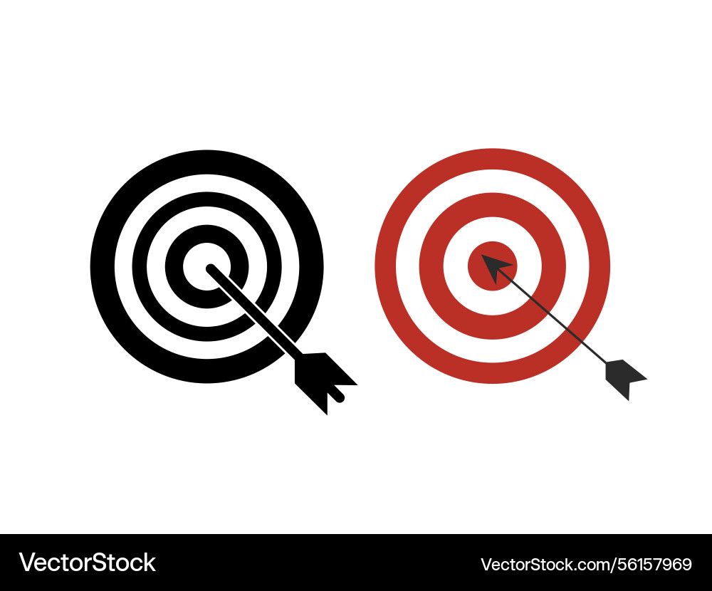 Realistic two different target and arrow icon Realistic two different target and arrow icon vector image