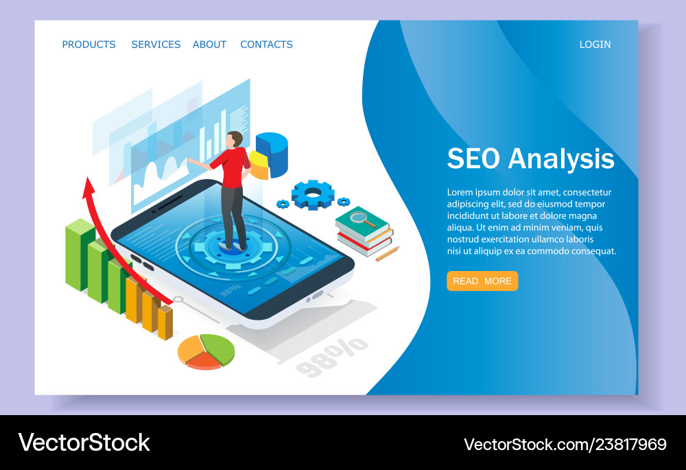 Seo analysis website landing page design vector image