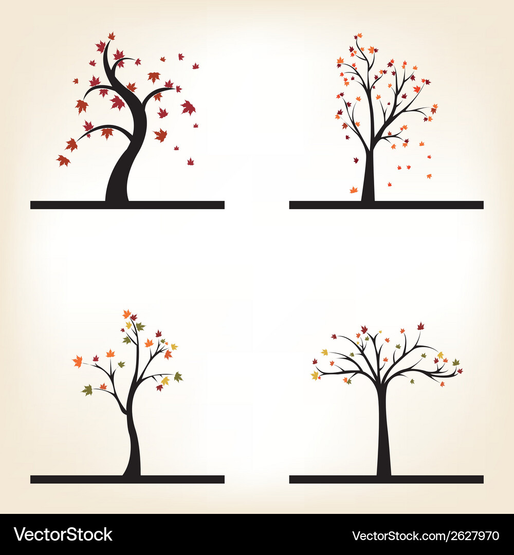Abstrakte Herbstbäume auf weißem Hintergrund Vektorbild
