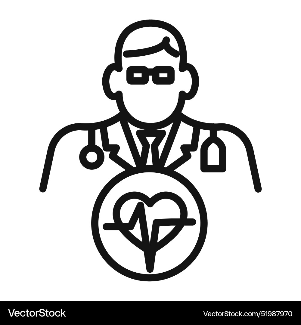 Cardiologist icon mark in filled style Royalty Free Vector