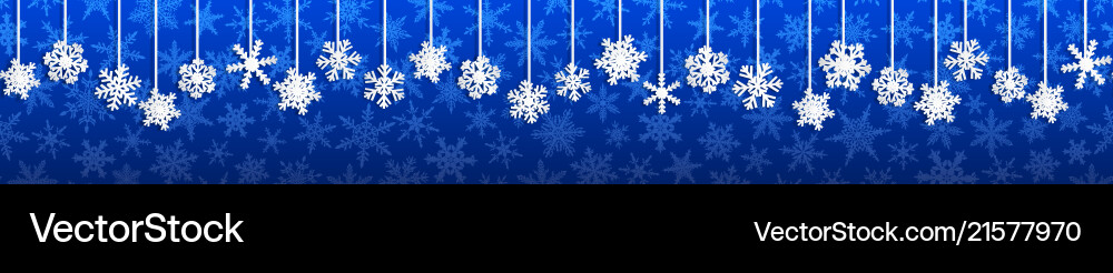 Christmas banner with hanging snowflakes Christmas banner with hanging snowflakes vector image
