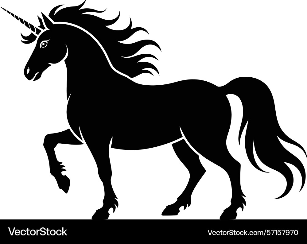 Elegant black unicorn silhouette on white Vector Image