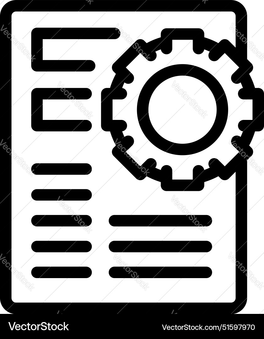 Icon of a document with gear displaying project Icon of a document with gear displaying project vector image