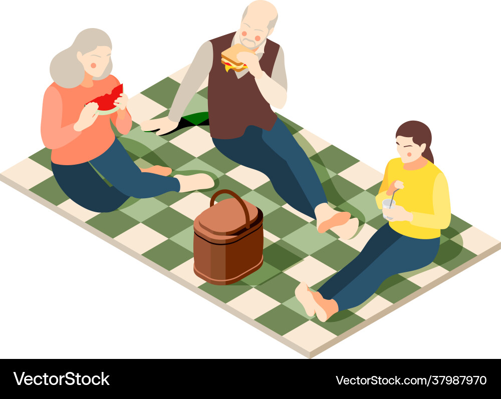 Isometric grandparents vector image