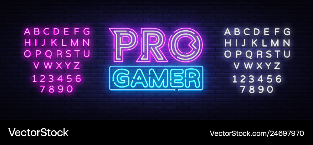 Neon Gamer Sign - Pro Gaming Vector Image