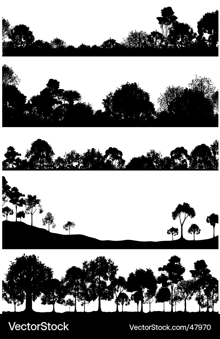 Silhouetteed Woodland Bäume Vektorbild