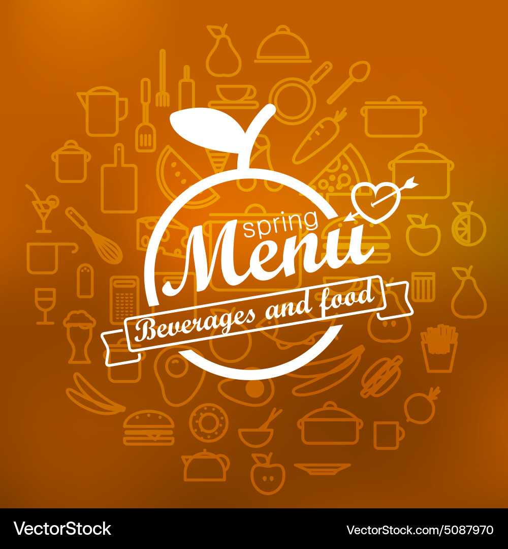 Spring menu label design lineart concept vector image