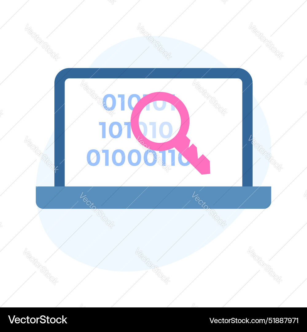 Binary code on laptop with key showing secure Vector Image