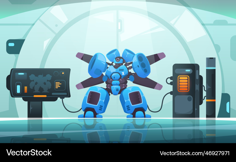 Cyberpunk Android Robot Scene vector image