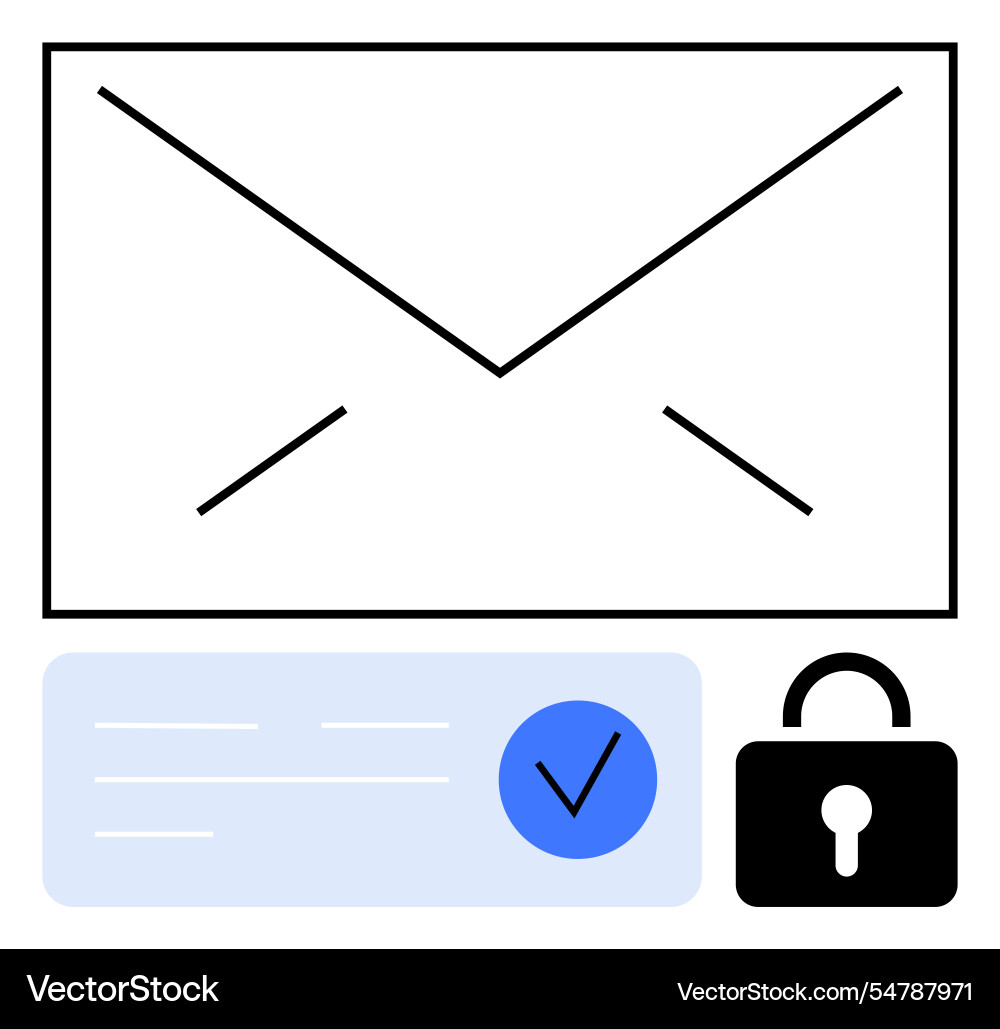 Email security concept with envelope verification Email security concept with envelope verification vector image