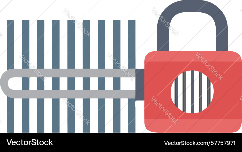 Fence security lock icon property boundary vector image