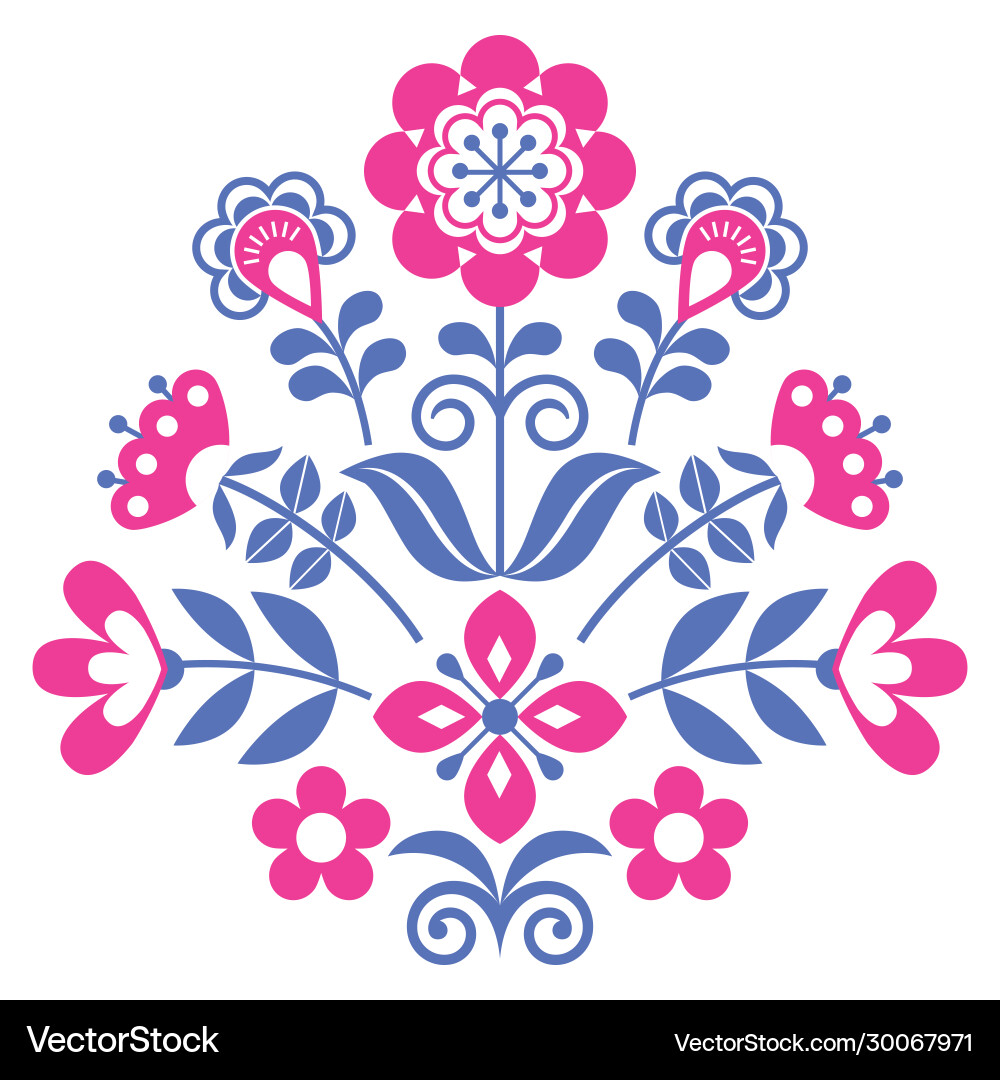 Floral scandinavian folk art pattern