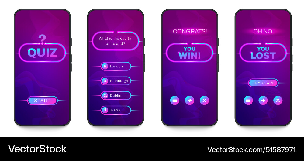 Mobile quiz game interface questionnaire template Mobile quiz game interface questionnaire template vector image