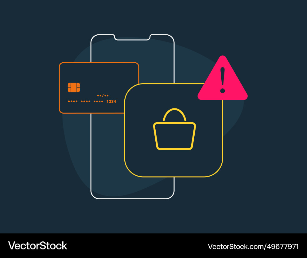 Online e-commerce shopping mobile fraud alert Online e-commerce shopping mobile fraud alert vector image