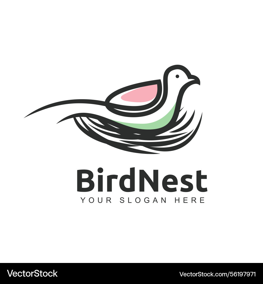 Simple minimalist bird and nest line design Vector Image
