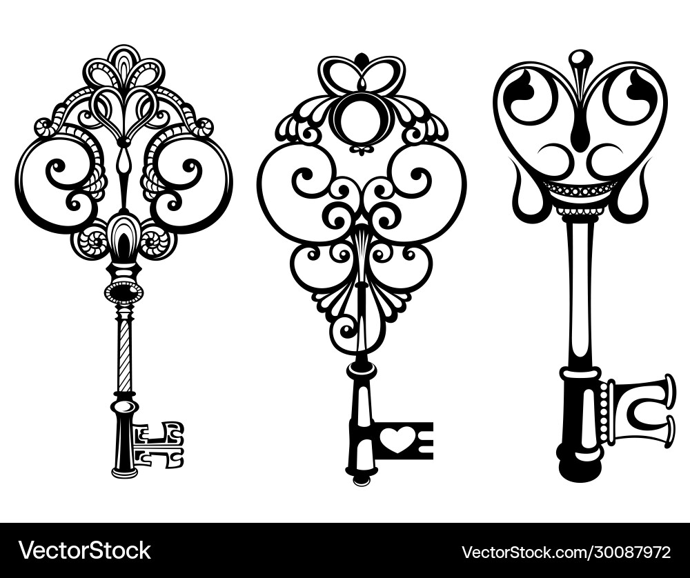Antique keys Royalty Free Vector Image - VectorStock