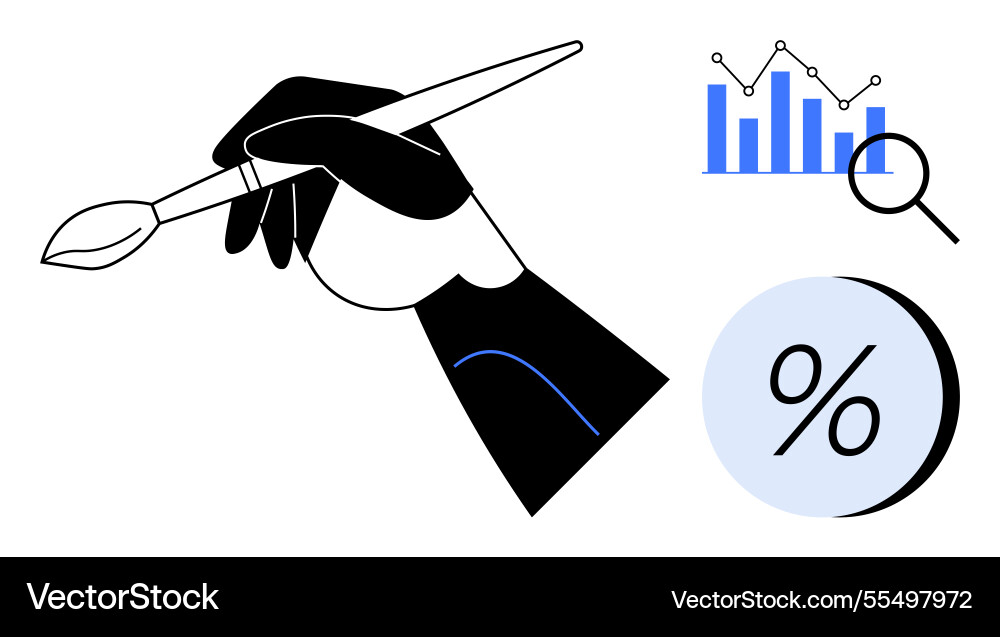 Artistic hand creating data analysis Artistic hand creating data analysis vector image