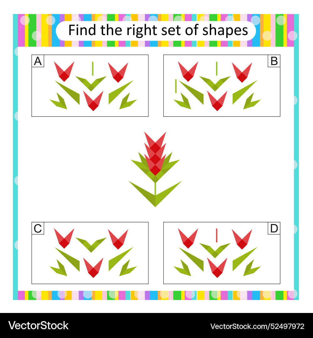 Attention task find the correct set Attention task find the correct set vector image