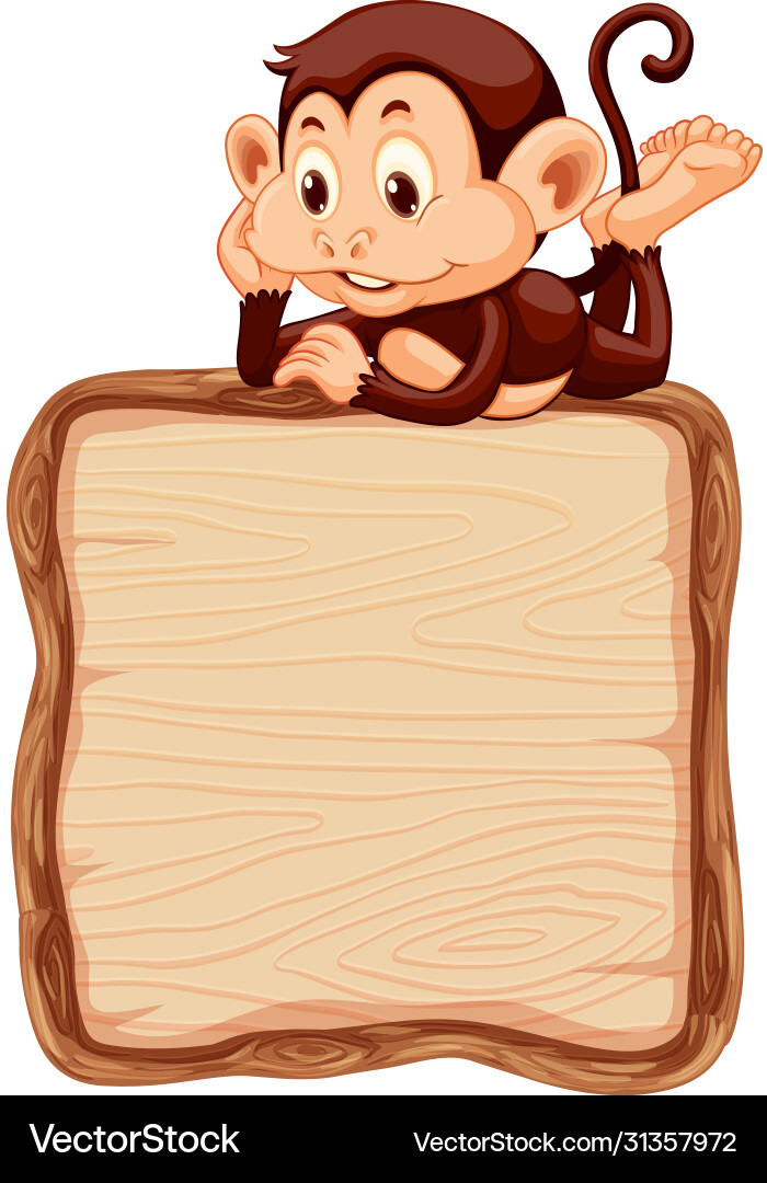 Board Template mit niedlichen Affen auf weiß Board Template mit niedlichen Affen auf weiß vektorbild