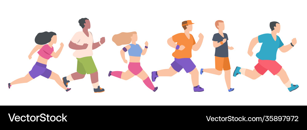 Cartoon Runners - Männer und Frauen Jogging vektorbild