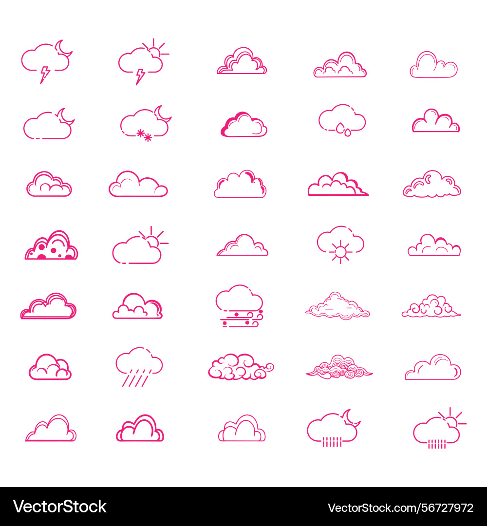 Clouds icons set of in different form Vector Image