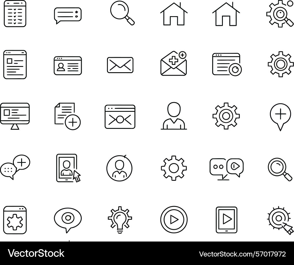 Collection of line icons for web and interface des Vector Image