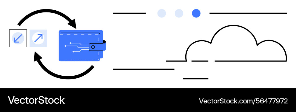Digital wallet with data synchronization and cloud Digital wallet with data synchronization and cloud Vector Image
