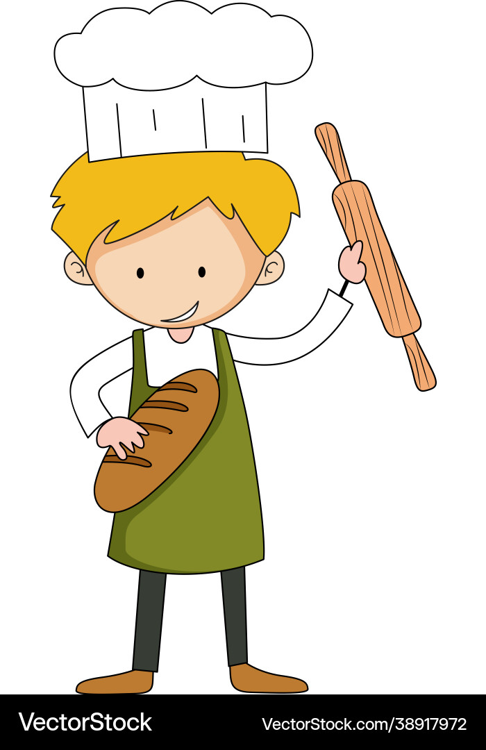 Little baker holding baking stuff cartoon vector image