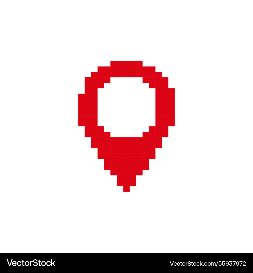 Red pixelated map pin representing location vector image