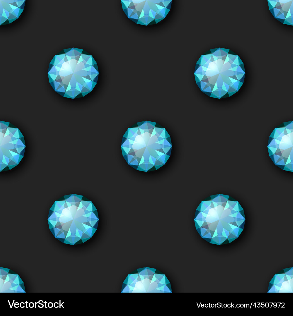 Seamless pattern with 3d realistic gemstone vector image