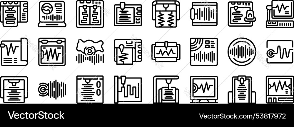 Seismograph icons set of polygraph test Seismograph icons set of polygraph test vector image