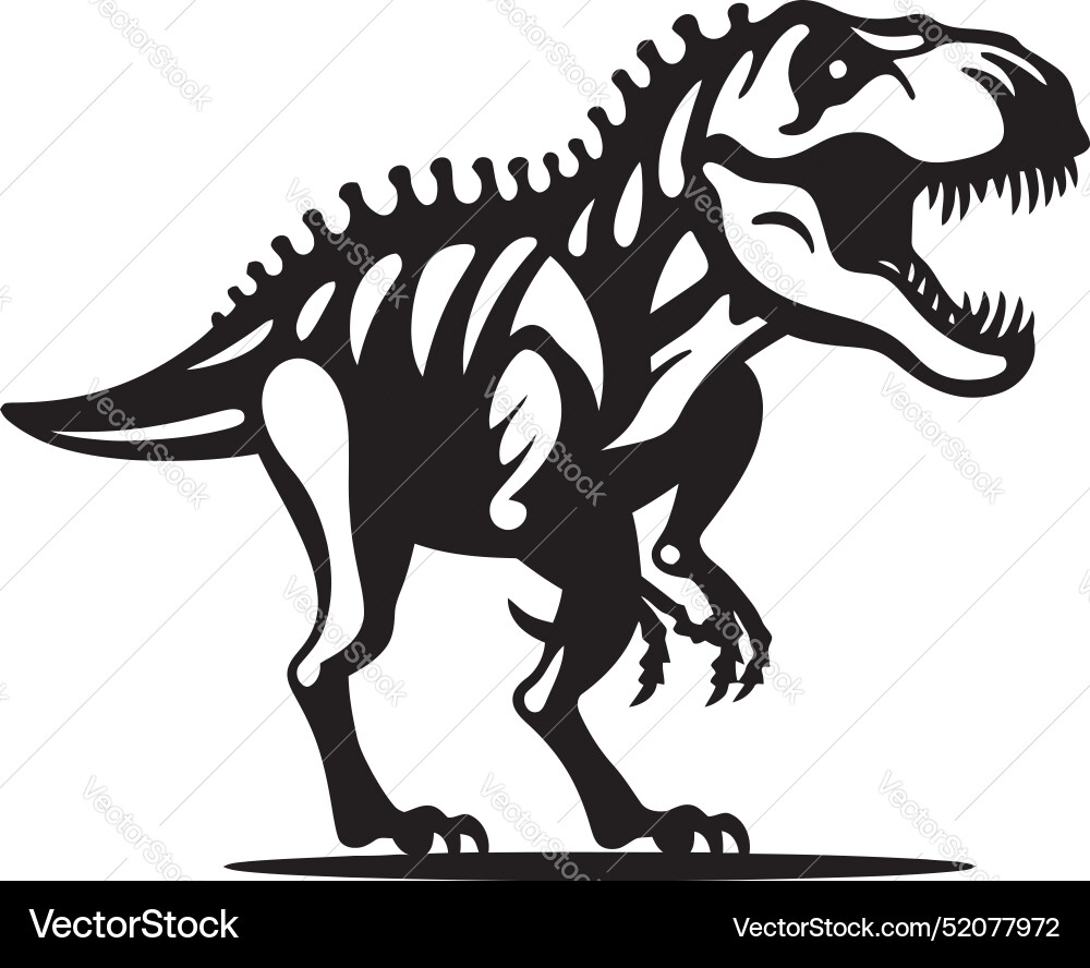 Tyrannotrace t rex skeleton emblem design fossil Vector Image
