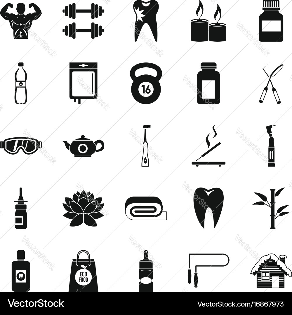 Bodybuilder icons set simple style Vector Image