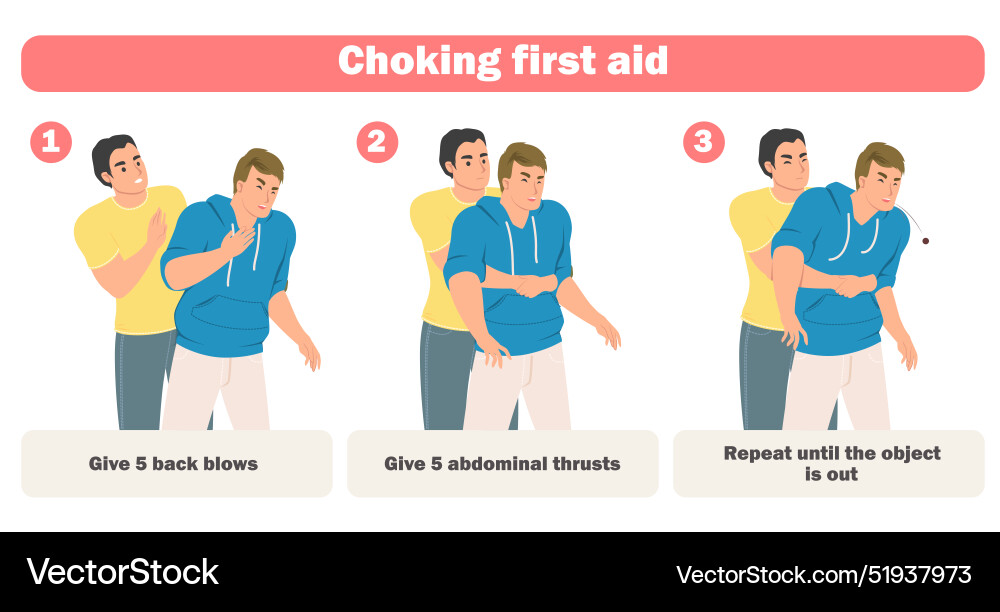 Choking first aid infographic poster with adults Choking first aid infographic poster with adults vector image