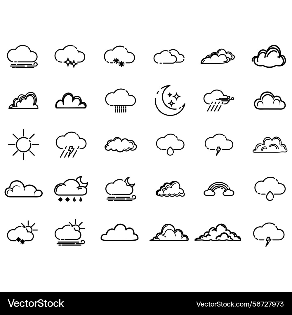 Clouds icons set of in different form Vector Image