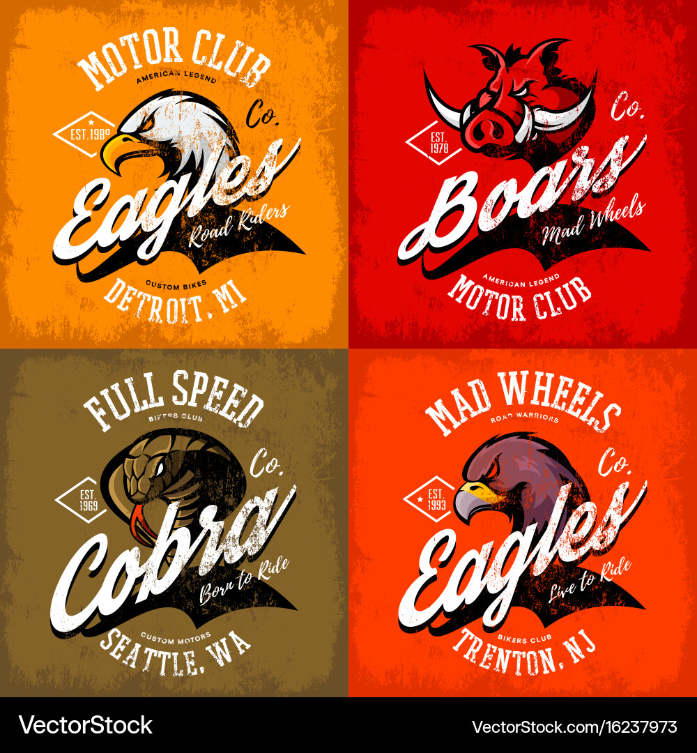 Eagle Boar Cobra Motorcycle Club Vector Image