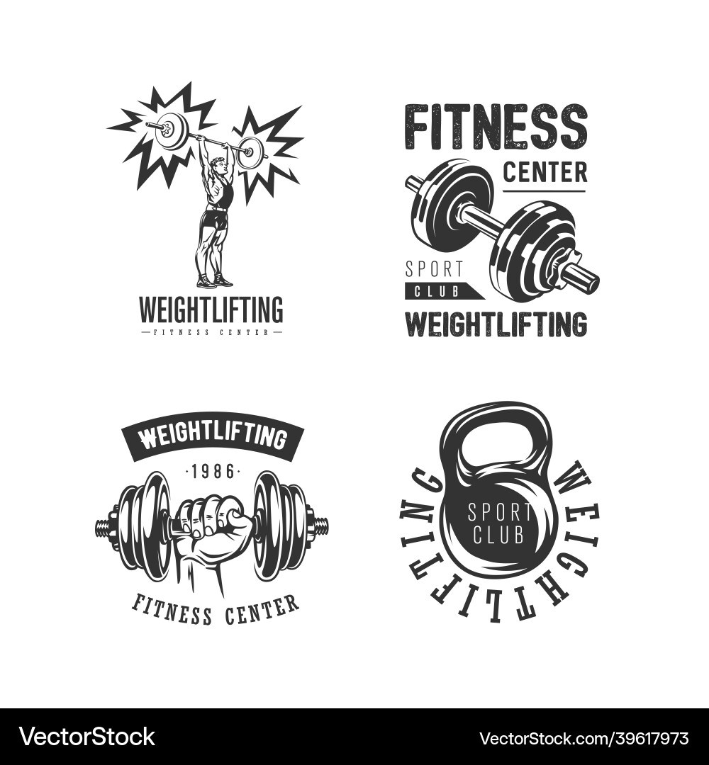 Fitness and weightlifting logo set Vector Image